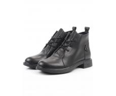 01-M43-18 BLACK Ботинки демисезонные женские (натуральная кожа)