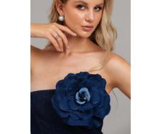 Большой джинсовый цветок брошь