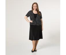 Костюм, трикотаж, юбка, блуза, черный#2049/009-014-261/Черный