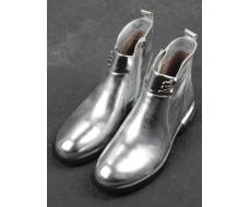 01-B48B-87C GREY/SILVER Ботинки демисезонные женские (натуральная кожа, байка)