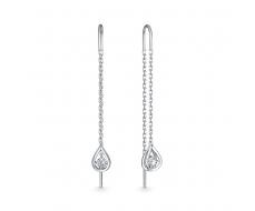 2655 Серьги с фианитом родированные серебро 925*