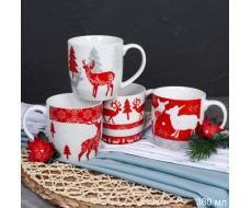 Подарочный набор Кружка новогодняя 380 мл+ носки / H012-2/ в подарочной упаковке /АКЦИЯ