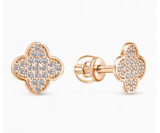 1292 Серьги с фианитом позолоченные серебро 925*