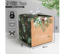 Коробка подарочная новогодняя складная «Волшебство», 18×18×18 см, Новый год ФАСОВКА по 2 штуки! Коробка подарочная новогодняя складная «Волшебство», 18×18×18 см, Новый год ФАСОВКА по 2 штуки!