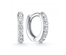 2648 Серьги с фианитом родированные серебро 925*