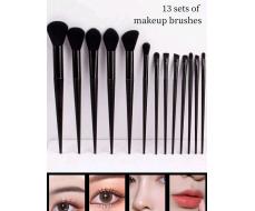 13pcs Black Makeup Brushes Set, Large Soft Powder Brush For Daily Makeup, Portable And Essential For Students