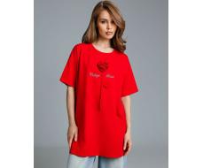 Футболка оверсайз с объёмным цветком FDA001