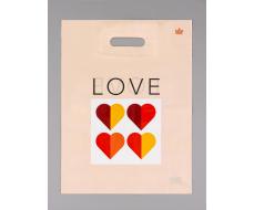 Пакет подарочный полиэтиленовый с вырубной ручкой «Любовь в геометрии» 40×31 см, 30 мкм ФАСОВКА по 50 штук!