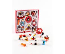 Ёлочные игрушки в подарочной коробке, деревянные, набор 12 шт.