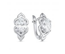 Серьги с фианитом родированные серебро 925* 11-0473