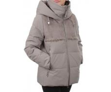 23-696 GRAY/BEIGE Куртка зимняя женская (холлоффайбер 150 гр., искусственная дубленка) размер 44