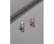 1 Pair European And American Fashionable Vintage Silver Frog Earrings For Women, Dual-use Pierced Stud Earrings, Classic Animal Accessories SKU: sj2304248566477047