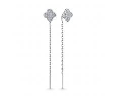 2633 Серьги с фианитом родированные серебро 925*