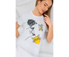 Женская хлопковая футболка Happy Fox Артикул: HF55124P