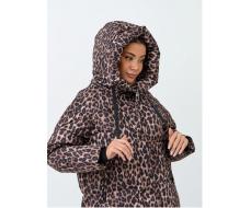 24-801 BROWN/LEOPARD Пальто зимнее женское (200 гр. холлофайбер)
