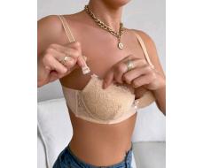 Women's Solid Color Lace Patchwork Bra With Underwire