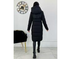 23-636 BLACK Пальто зимнее женское (холлофайбер 150 гр., искусственная дубленка)