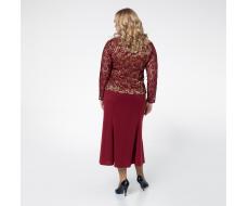 Костюм, трикотаж, жакет, юбка, бордовый#703/009-002-307/Бордовый