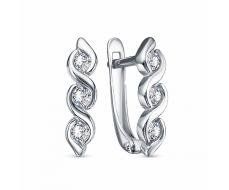 Серьги с фианитом родированные серебро 925* 11-0917