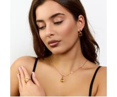 Комплект ювелирной бижутерии коллекция "Дубай" серьги, кулон и кольцо 18 р, покрытие позолота, вставка: стекло, цвет: желтый, арт.414.318-18