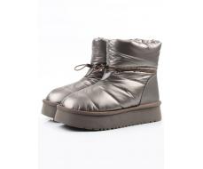 04-WA003-3M GRAY/BRONZE Ботинки зимние женские (натуральная кожа, курточная ткань, 100% шерсть)