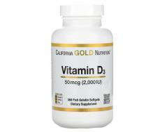 California Gold Nutrition витамин D3, 50 мкг (2000 МЕ), 360 рыбно-желатиновых капсул
