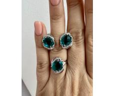 Кольцо из серебра аквамарин выращ., Ариэнна