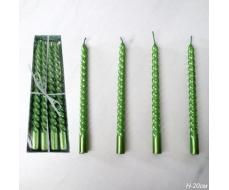 Свеча стержень 4 штуки 20 см витая глянец / MG-104 /уп 144/ зеленая