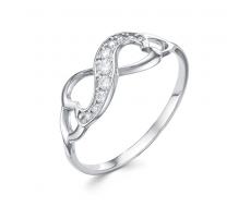 Кольцо с фианитом родированное серебро 925* 10-0156