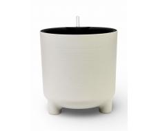 Кашпо для цветов «Шэнк», 29 л, d=35.7 см, h=36.6 см, пластиковое, с автополивом, со вставкой, на ножках, белое