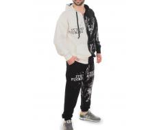 2630/7349 BLACK/WHITE Костюм спортивный мужской (75% хлопок, 20% полиэстер, 5% спандекс)