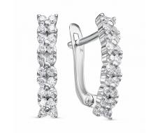 Серьги с фианитом родированные серебро 925* 11-0697