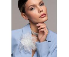 Брошь пион из органзы