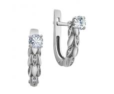 Серьги с фианитом родированные серебро 925* 11-0132