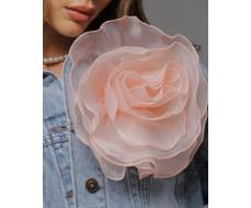 Большая брошь роза из органзы