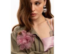 Брошь пион из органзы