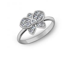 Кольцо с фианитом родированное серебро 925* 10-0072