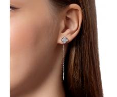 2633 Серьги с фианитом родированные серебро 925*