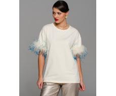 Футболка с перьями страуса FSP006