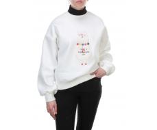 D-5627 Толстовка с высоким горлом (27% хлопок, 70% полиэстер, 3% вискоза) размер оверсайз 46-48-50