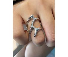 1pc Fashionable Liquid Metal Style Irregular Geometric Shaped Metallic Texture Ring. Suitable For Vacation Party, Date Or Daily Outfit, As Gift SKU: sj2310176762699962