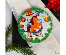 746298  Подставка под горячее, кружку 10 см Символ Года 2026 Лошадь / КD021 /уп 144/ новогодняя/746298