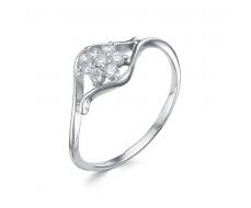 Кольцо с фианитом родированное серебро 925* 10-0678