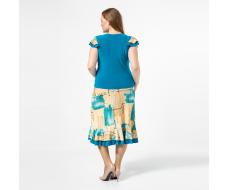 Костюм, трикотаж, блуза, юбка, бирюзовый#707/007-073-031/Бирюзовый