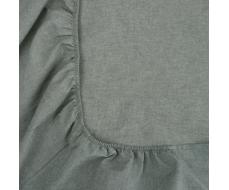 Простыня на резинке 2-спальная SL Home «Деним», 180×200+30 см, оливковая, жатый хлопок