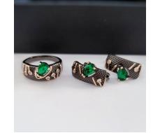 Комплект ювелирная бижутерия, серьги и кольцо позолота, камни голубые, р-р 18, 54209 арт.847.845