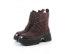 01-DMD-D257 BROWN Ботинки демисезонные женские (натуральная кожа, байка)