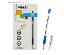 Ручка шариковая GOLD, пишущий узел 0.5 мм, чернила синие, с резиновым упором