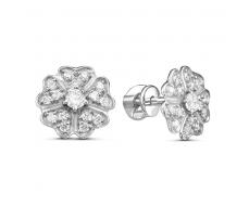 Серьги с фианитом родированные серебро 925* 12-0373