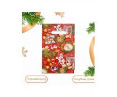 Пакет подарочный новогодний «С Новым годом», полиэтиленовый с вырубной ручкой, 20×30 см ФАСОВКА по 10 штук!